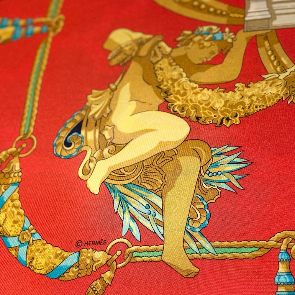 Hermes Red and Gold Scarf - Picture 3 of 6